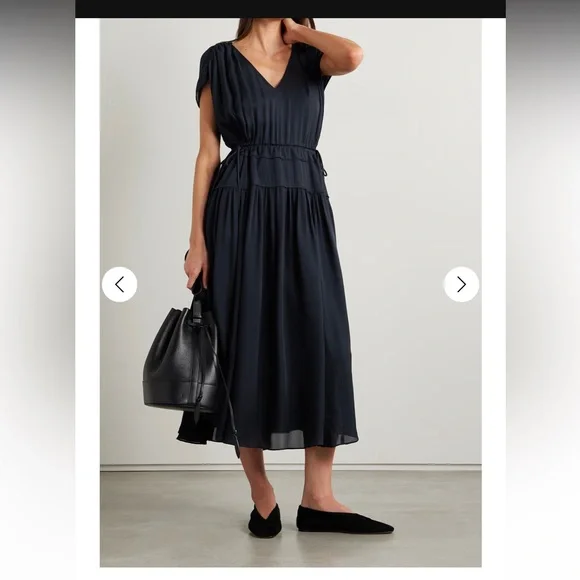 LA LIGNE Natalie Silk-Chiffon Midi Dress - Size Small - Picture 3 of 7